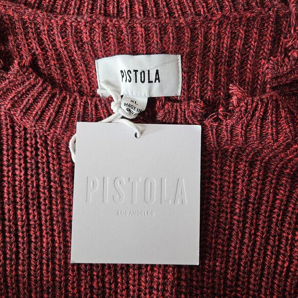 Pistola Womens Distressed Sweater XL Cherry Red Knit Oversized Edgy Streetwear - Picture 12 of 15